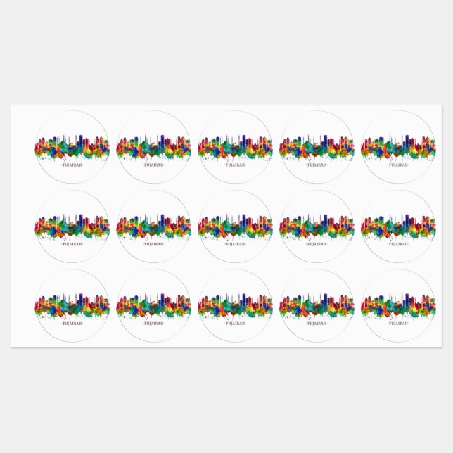 Fujairah UAE Skyline Labels (Sheet)