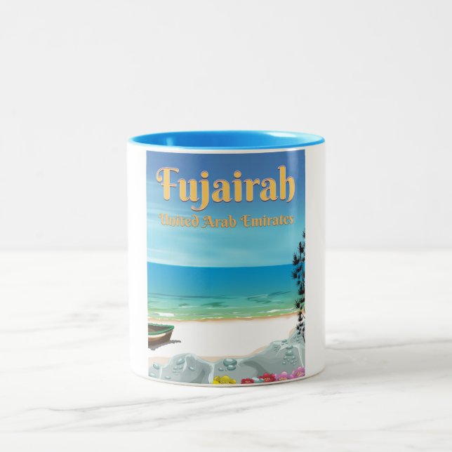 Fujairah United Arab Emirates beach poster Two-Tone Coffee Mug (Center)