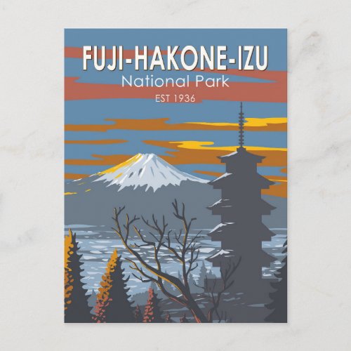 Fuji_Hakone_Izu National Park Japan Art Vintage Postcard