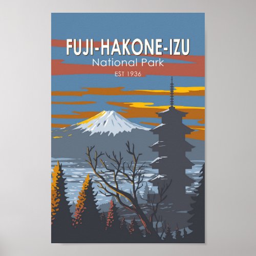 Fuji_Hakone_Izu National Park Japan Art Vintage Poster