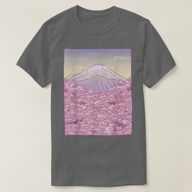 Fuji Japanese Sakura Cherry Blossom Tree Japan Gra T-Shirt (Design Front)