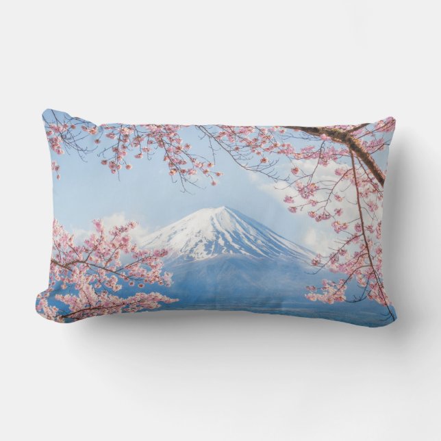 Fuji Mountain | Kawaguchiko Lake | Spring In Japan Lumbar Pillow (Front)
