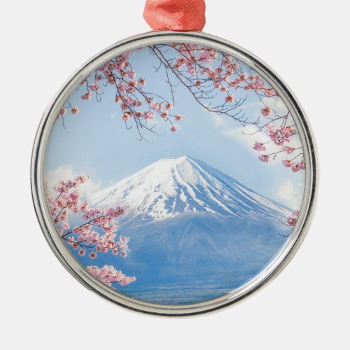 Fuji Mountain  Kawaguchiko Lake  Spring In Japan Metal Ornament