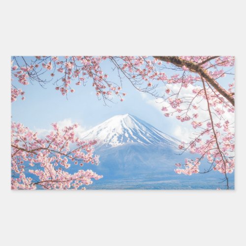Fuji Mountain  Kawaguchiko Lake  Spring In Japan Rectangular Sticker