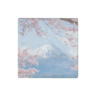 Fuji Mountain Kawaguchiko Lake Spring In Japan Stone Magnet
