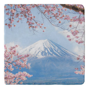 Fuji Mountain Kawaguchiko Lake Spring In Japan Trivet
