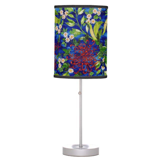 Fuji Mums Daisies and Butterflies Table Lamp (Front)