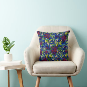 Fuji Mums Daisies and Butterflies Throw Pillow