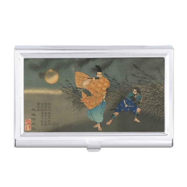 Fujiwara no Yasumasa Plays Flute By Moonlight Business Card Holder (Front)