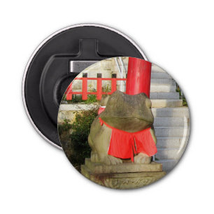 Fuku Kaeru 福かえる Fortune Frog with Red Yodarekake Bottle Opener