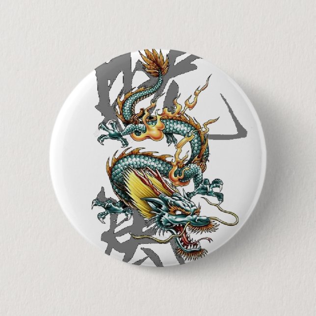 Fuku-Riu Japanese Dragon Pinback Button (Front)