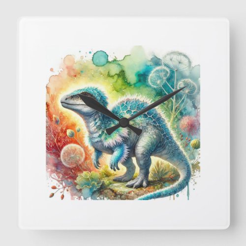 Fukuisaurus 290624AREF121 _ Watercolor Square Wall Clock