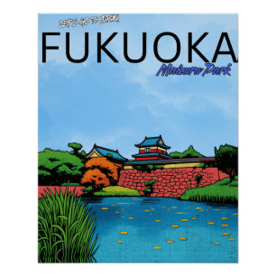 Fukuoka Castle Maizuru Park Japan travel Poster