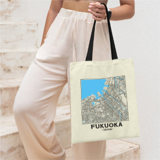 Fukuoka, Japan, City Map Tote Bag