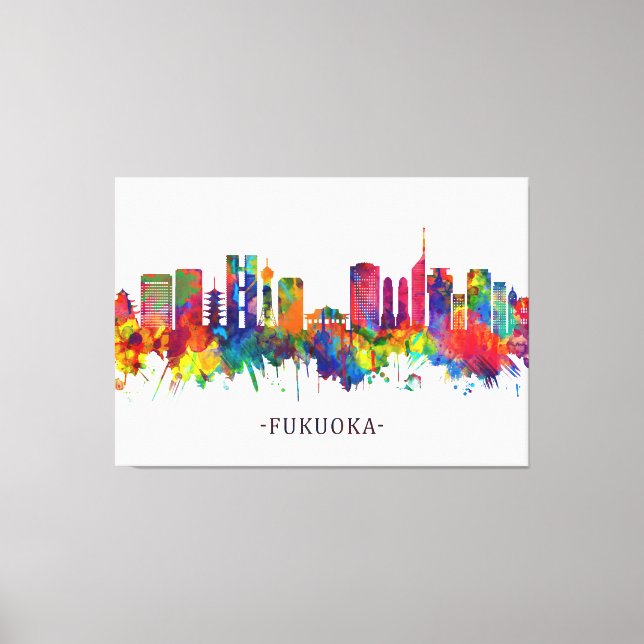 Fukuoka Japan Skyline Canvas Print (Front)