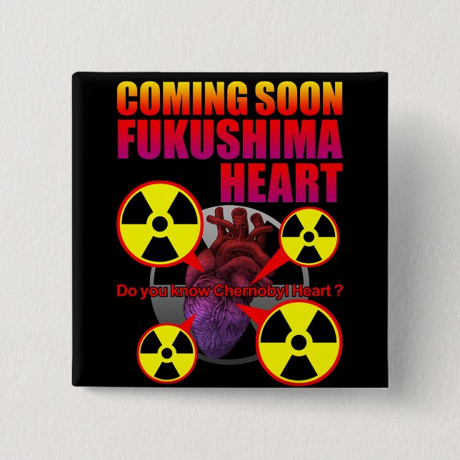 Fukushima heart pinback button (Front)
