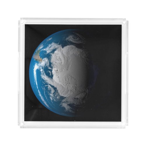 Ful Earth Showing Simulated Clouds Over Antarctica Acrylic Tray