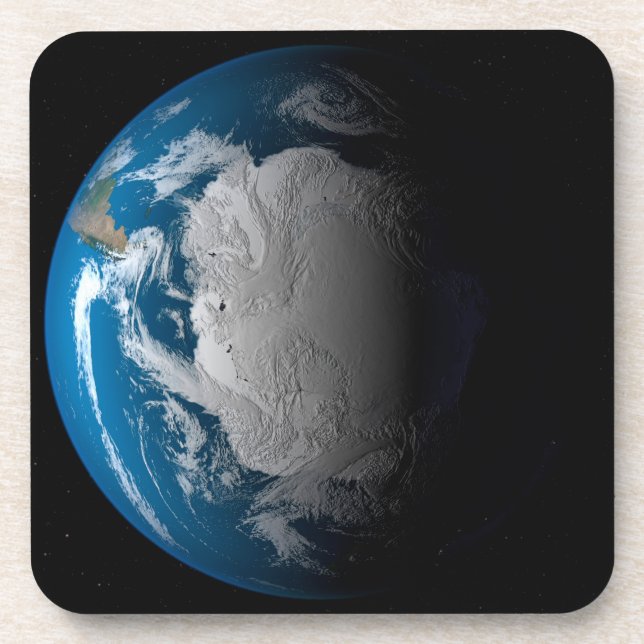 Ful Earth Showing Simulated Clouds Over Antarctica Beverage Coaster (Front)