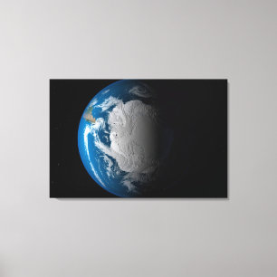 Ful Earth Showing Simulated Clouds Over Antarctica Canvas Print