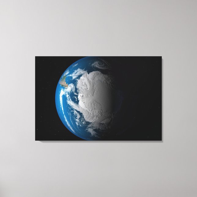 Ful Earth Showing Simulated Clouds Over Antarctica Canvas Print (Front)