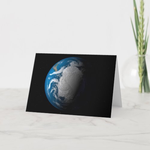 Ful Earth Showing Simulated Clouds Over Antarctica Card