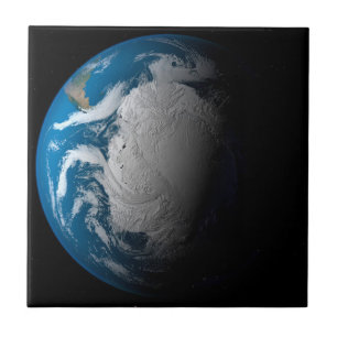 Ful Earth Showing Simulated Clouds Over Antarctica Ceramic Tile