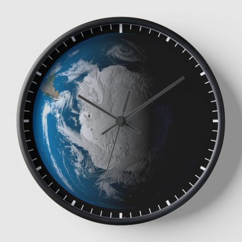 Ful Earth Showing Simulated Clouds Over Antarctica Clock