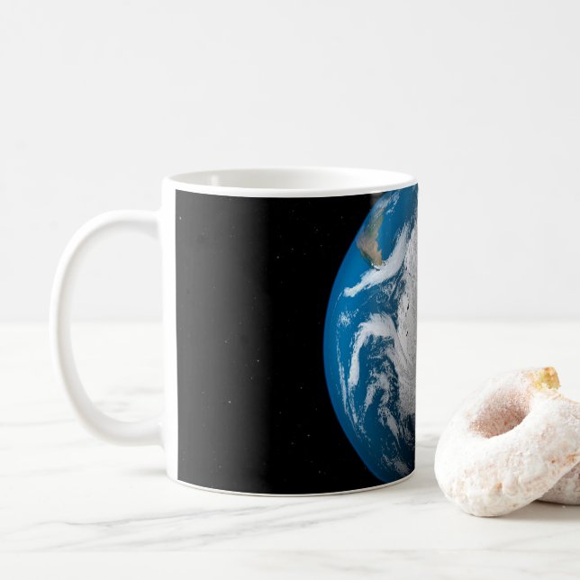Ful Earth Showing Simulated Clouds Over Antarctica Coffee Mug (With Donut)