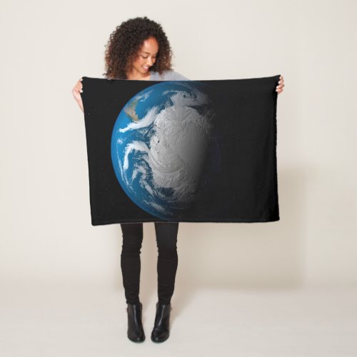 Ful Earth Showing Simulated Clouds Over Antarctica Fleece Blanket