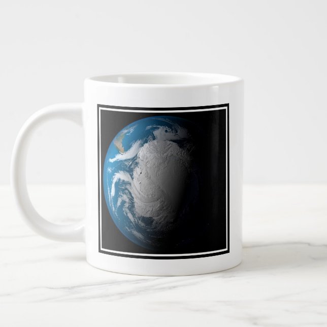 Ful Earth Showing Simulated Clouds Over Antarctica Giant Coffee Mug (Left)