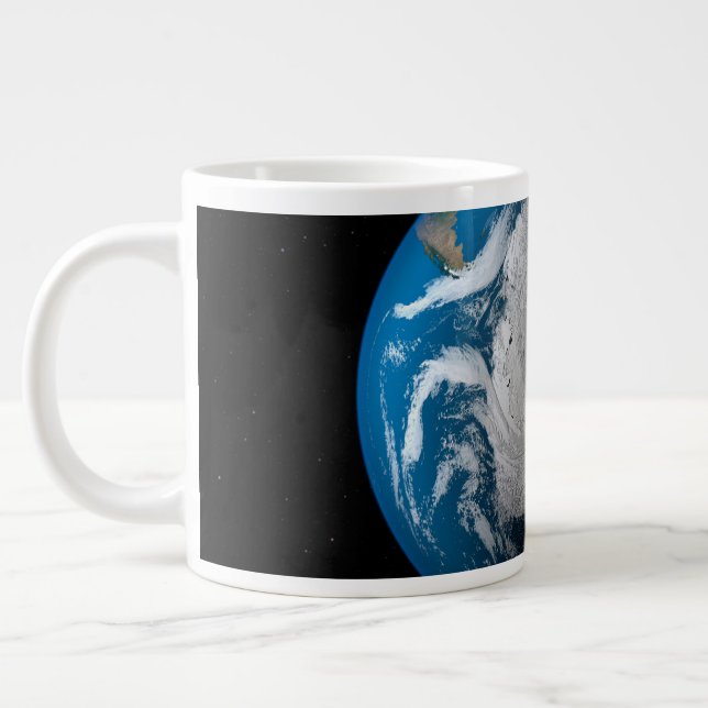Ful Earth Showing Simulated Clouds Over Antarctica Giant Coffee Mug (Left)