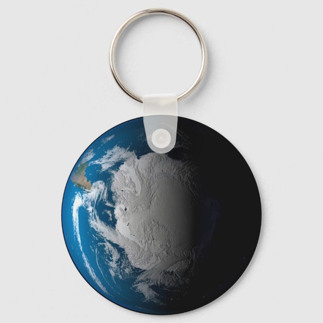 Ful Earth Showing Simulated Clouds Over Antarctica Keychain (Front)
