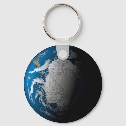 Ful Earth Showing Simulated Clouds Over Antarctica Keychain