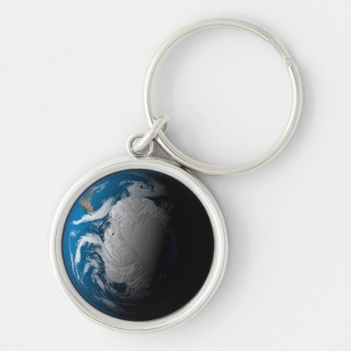 Ful Earth Showing Simulated Clouds Over Antarctica Keychain