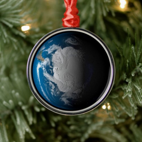 Ful Earth Showing Simulated Clouds Over Antarctica Metal Ornament