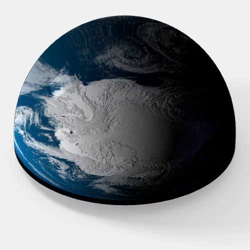 Ful Earth Showing Simulated Clouds Over Antarctica Paperweight