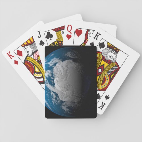 Ful Earth Showing Simulated Clouds Over Antarctica Playing Cards