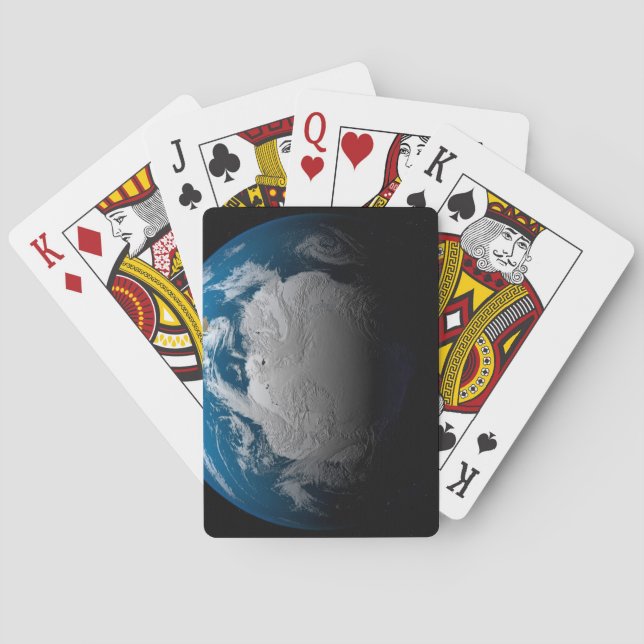Ful Earth Showing Simulated Clouds Over Antarctica Poker Cards (Back)