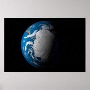 Ful Earth Showing Simulated Clouds Over Antarctica Poster