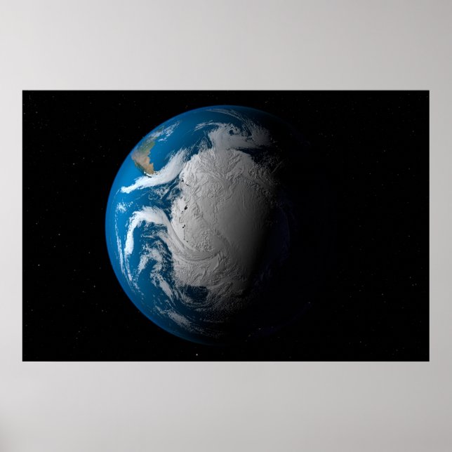 Ful Earth Showing Simulated Clouds Over Antarctica Poster (Front)