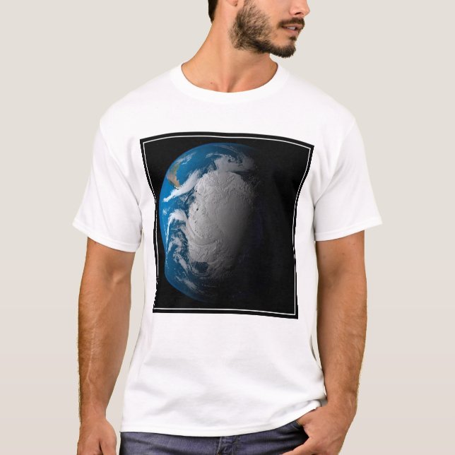 Ful Earth Showing Simulated Clouds Over Antarctica T-Shirt (Front)