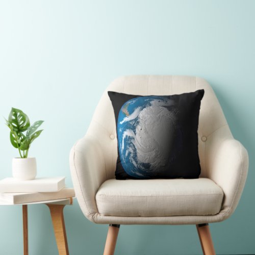 Ful Earth Showing Simulated Clouds Over Antarctica Throw Pillow