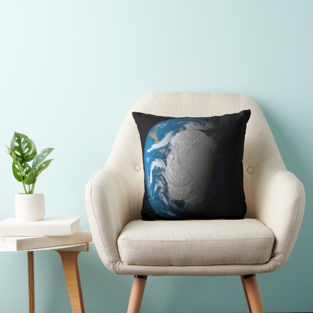Ful Earth Showing Simulated Clouds Over Antarctica Throw Pillow (Chair)