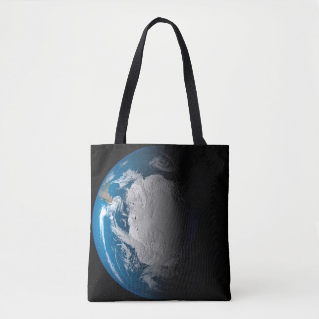 Ful Earth Showing Simulated Clouds Over Antarctica Tote Bag (Front)