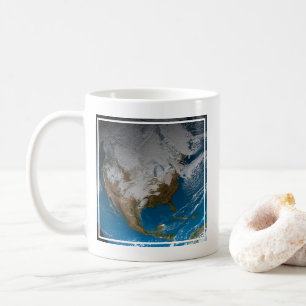 Ful Earth With Simulated Clouds Over North America Coffee Mug