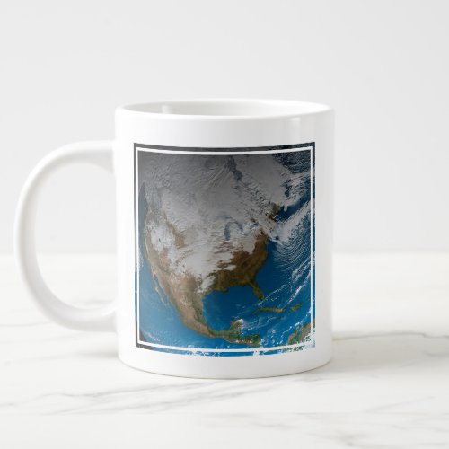 Ful Earth With Simulated Clouds Over North America Giant Coffee Mug