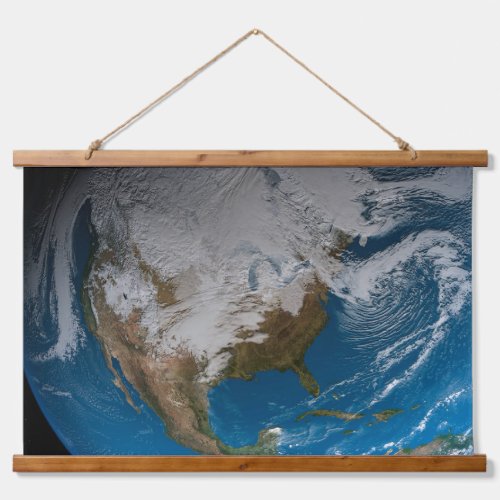 Ful Earth With Simulated Clouds Over North America Hanging Tapestry