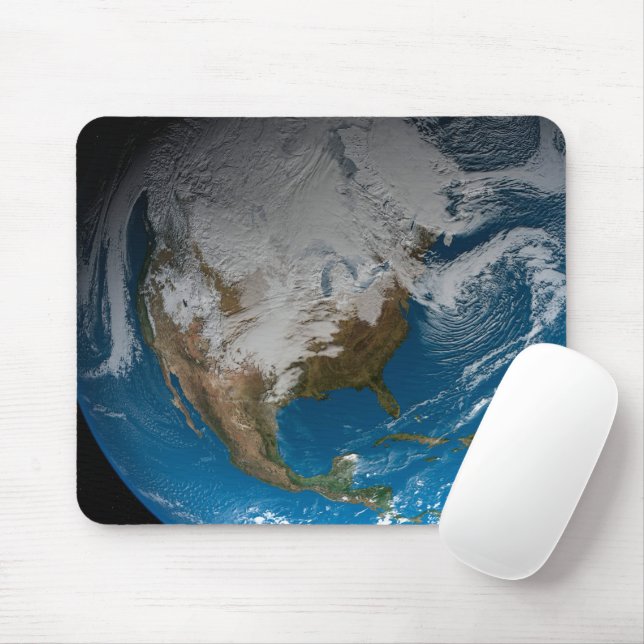 Ful Earth With Simulated Clouds Over North America Mouse Pad (With Mouse)
