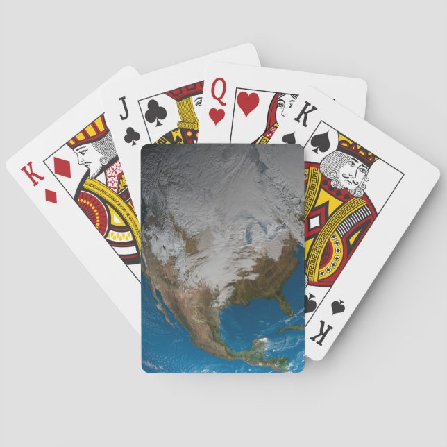 Ful Earth With Simulated Clouds Over North America Poker Cards (Back)