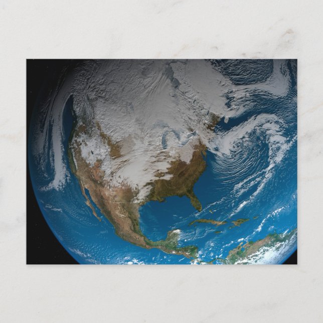 Ful Earth With Simulated Clouds Over North America Postcard (Front)